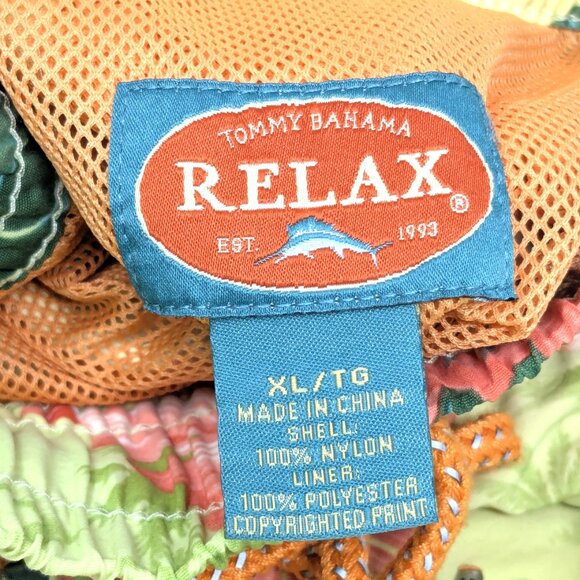 Tommy Bahama Relax Men's Swim Trunks XL Bright Floral Hawaiian Yellow Green EUC - Picture 6 of 16